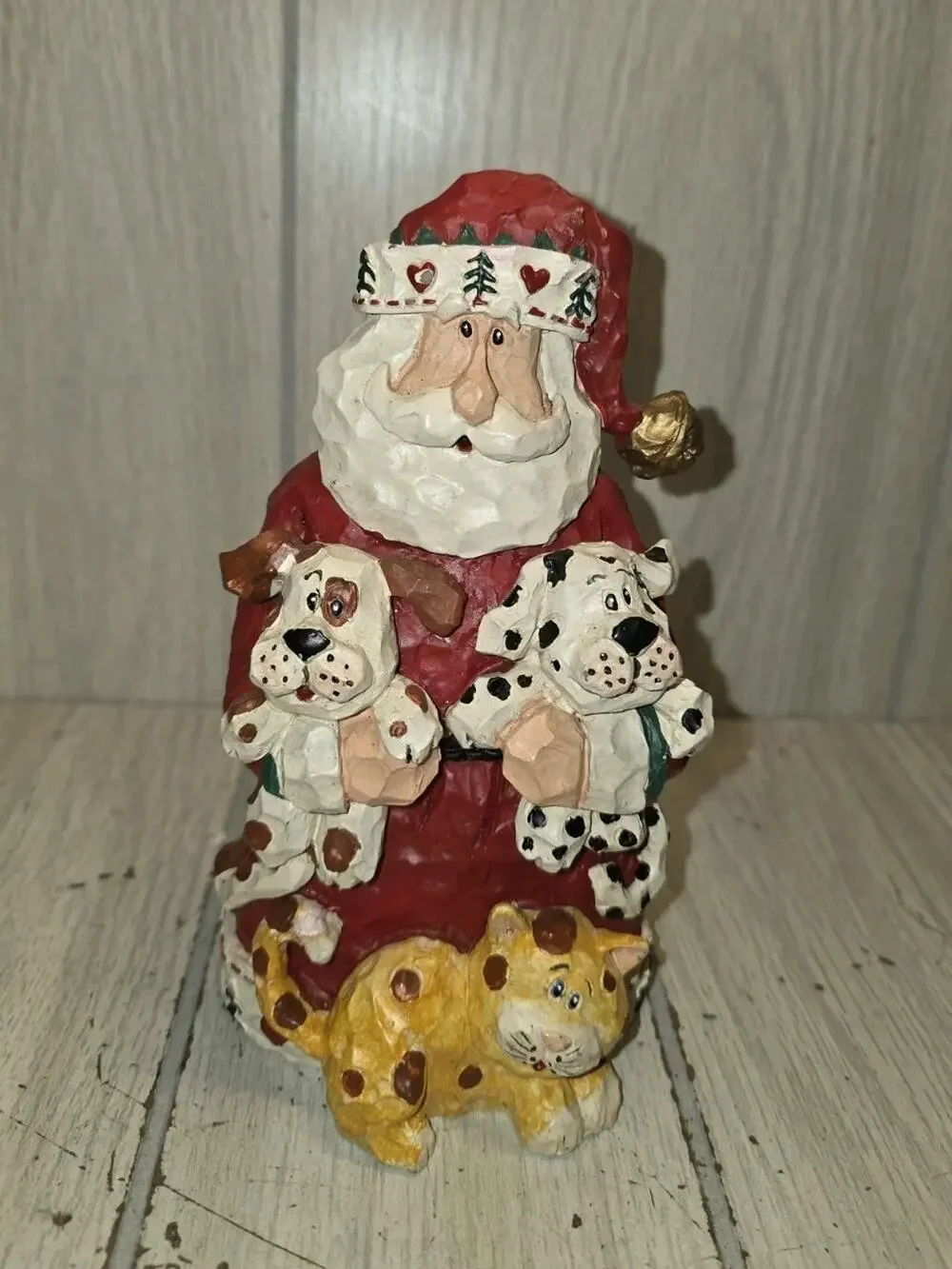 Vintage Santa Claus Puppy Love Figurine Dalmatian Beagle Kitty Cat Home Interior